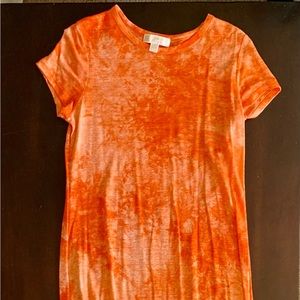 Refreshing Michael Kors NWOT Linen Knit Tie-Dye Maxi Dress, Side Slits, L